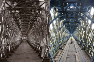 Ini sejarah Jembatan Cirahong yang menghubungkan Ciamis dengan Tasikmalaya. Foto ini adalah gambaran Jembatan Cirahong pada tahun 1930-an dan tahun 2014.