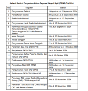 BKN telah menerbitkan jadwal seleksi pengadaan CPNS 2024.