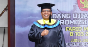 Salah satu pendiri Forum Peduli Tasik, yang juga ketua pertama FPT, Mayjen TNI Farid Makruf meraih gelar doktor cumlaude dari Universitas Tadulako. Foto: istimewa