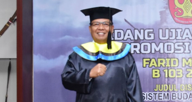 Salah satu pendiri Forum Peduli Tasik, yang juga ketua pertama FPT, Mayjen TNI Farid Makruf meraih gelar doktor cumlaude dari Universitas Tadulako. Foto: istimewa