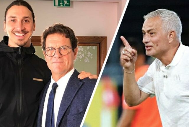 Kolase foto Zlatan Ibrahimovic bersama Fabio Capello dan Jose Mourinho