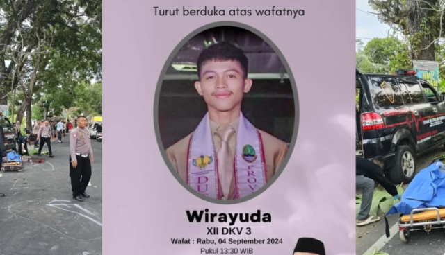 Wirayuda, seorang pelajar SMK di Tasikmalaya tewas kecelakaan di Jalan Letkol Baasir Surya, Kota Tasikmalaya, Rabu 4 September 2024 siang.