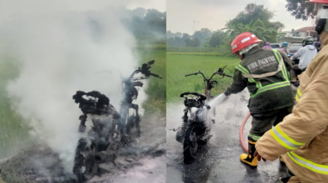 Sepeda motor terbakar di Tasikmalaya, tepatnya di Jalan Rancabungur, Kecamatan Bungursari, Kota Tasikmalaya, pada Sabtu 21 September 2024.