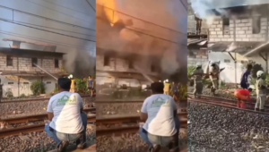 Detik-Detik Bangunan Meledak saat Terbakar, Penyebabnya Diduga karena Korsleting Listrik.